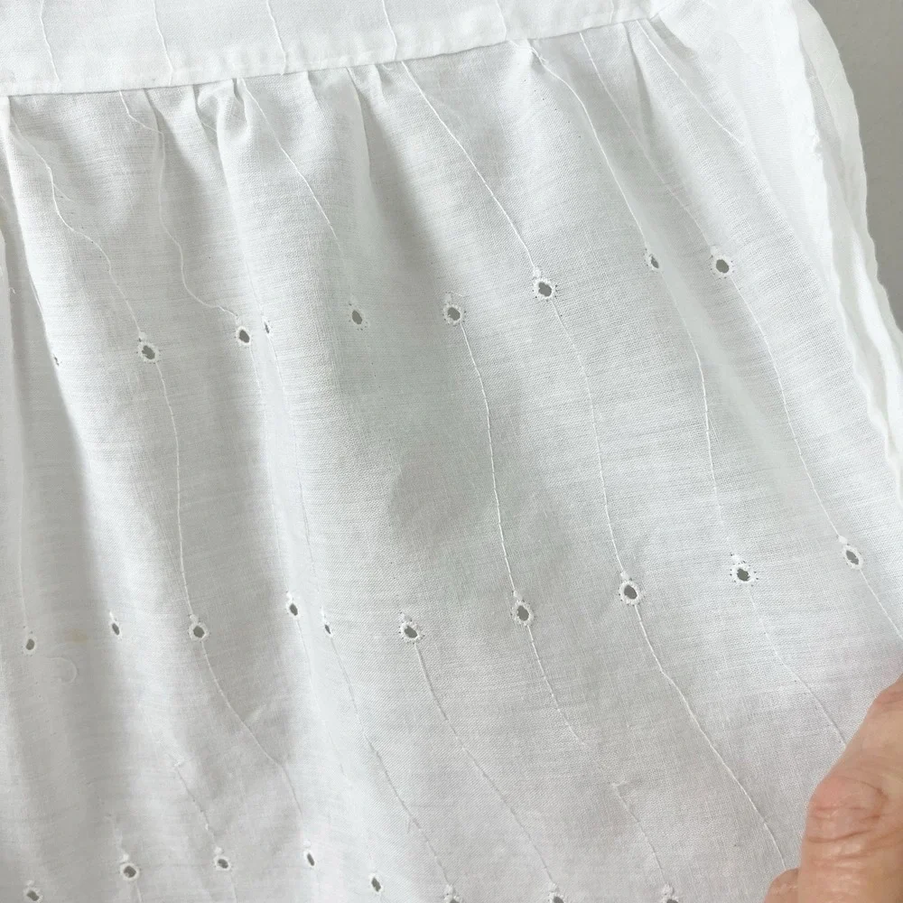 Handmade Vintage White Eyelet Apron Lace Embroidered Farmhouse Cottagecore